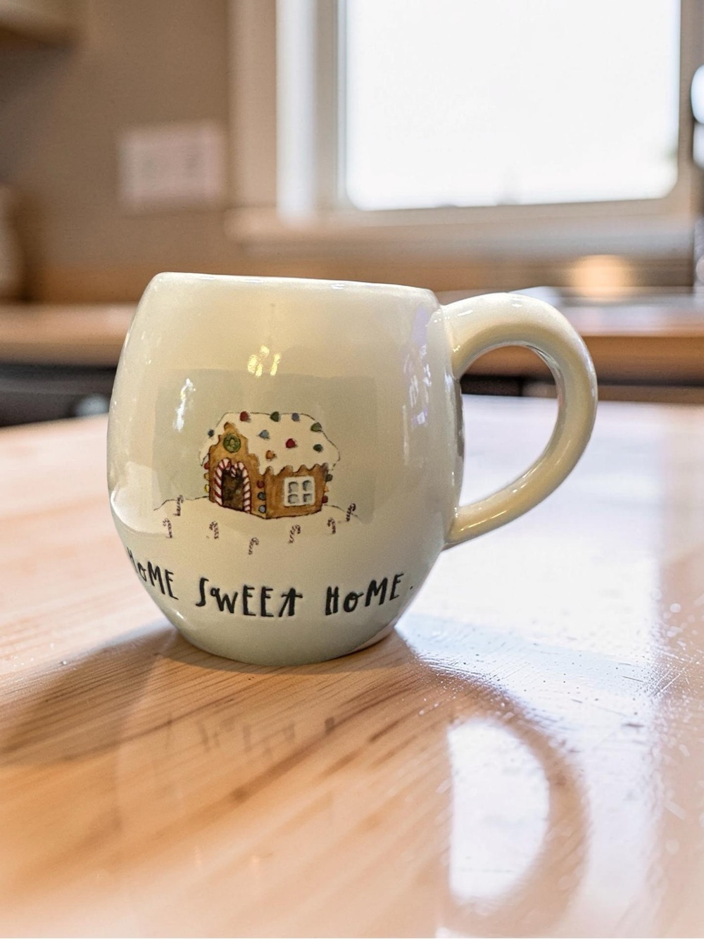 Rae Dunn Home Sweet Home Ceramic Mug with Gingerbread House RT+